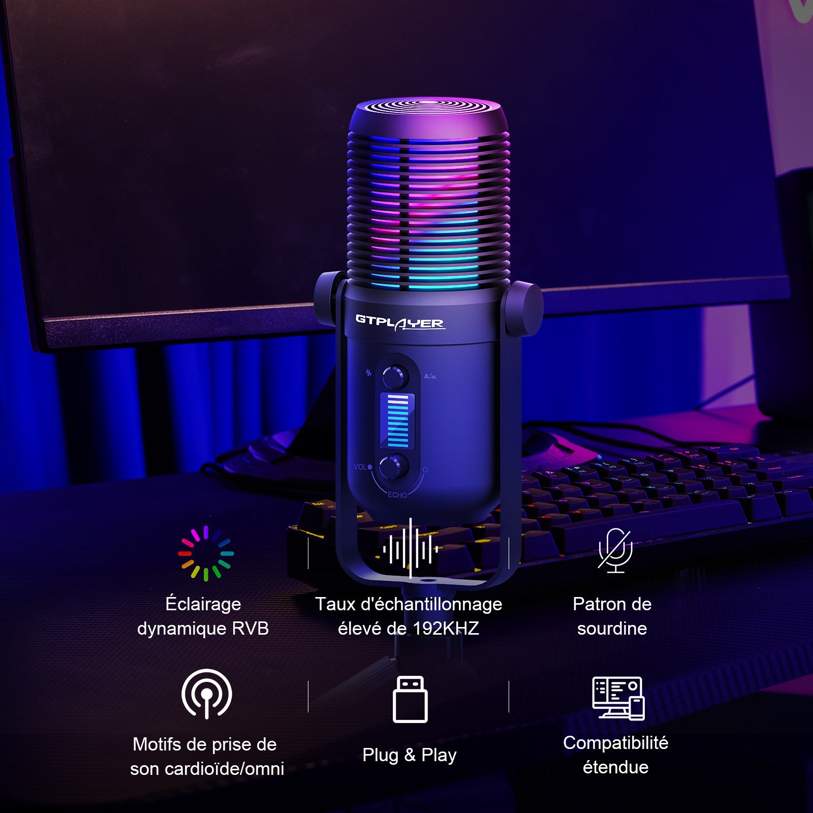GTPLAYER MICROPHONE PROFESSIONNEL/ MPA1-RGB